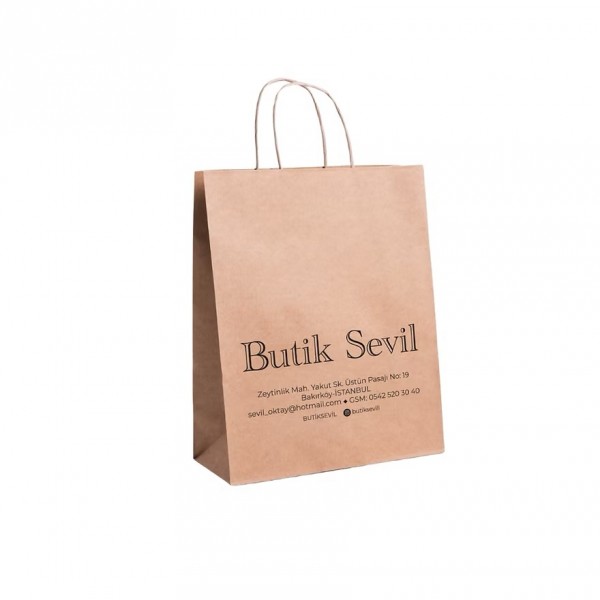 Burgu (Büküm) Saplı Kraft Kağıt Poşet / Çanta Fiyatları